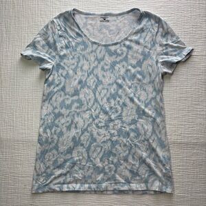 Jones New York Light Blue and White Short Sleeve Top